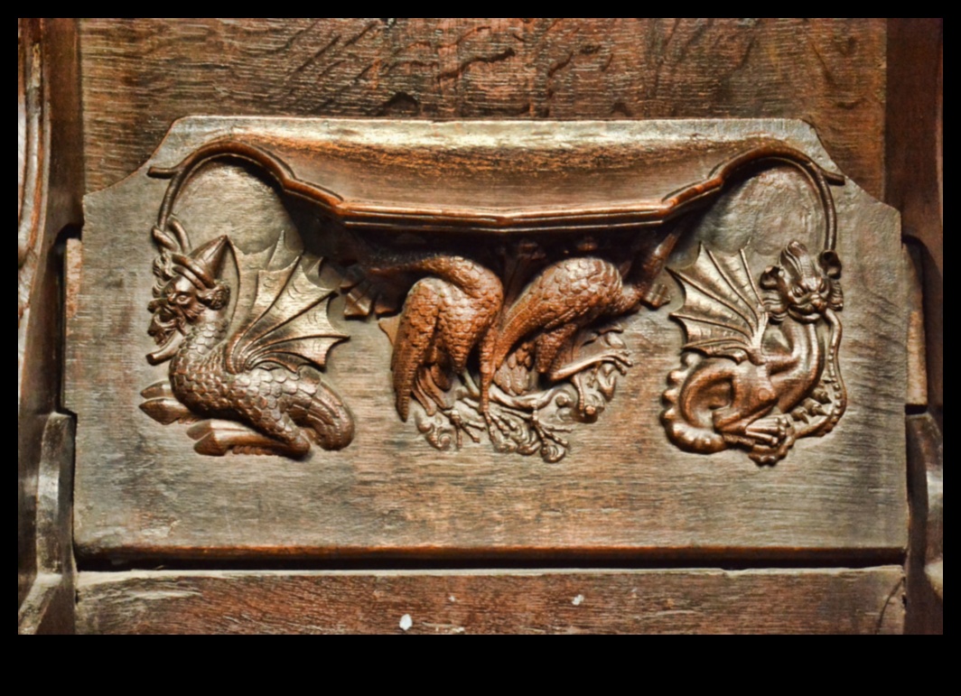 Artă sculptată de Majestic Misericords în tarabele corului gotic 1 Majestic Misericords: Scaune sculptate în tarabele corului gotic